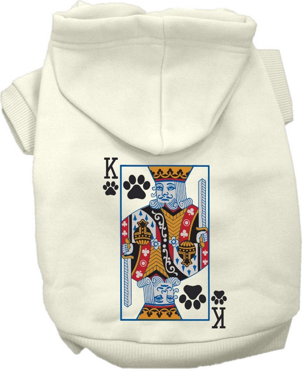 King of Clubs Costume Screen Print Dog Hoodie Cream Size LG